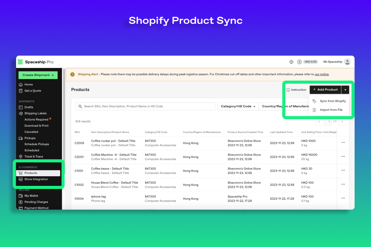 Shopify dropshipping app product sync